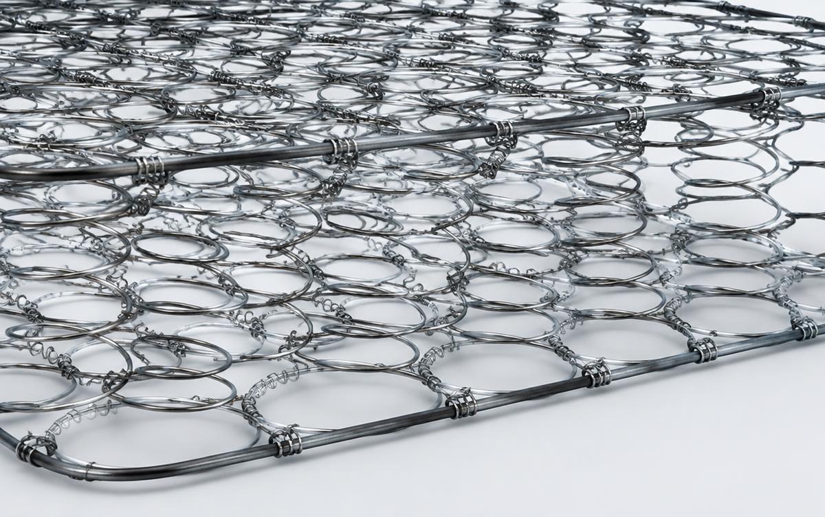 Close-up of a steel innerspring coil unit